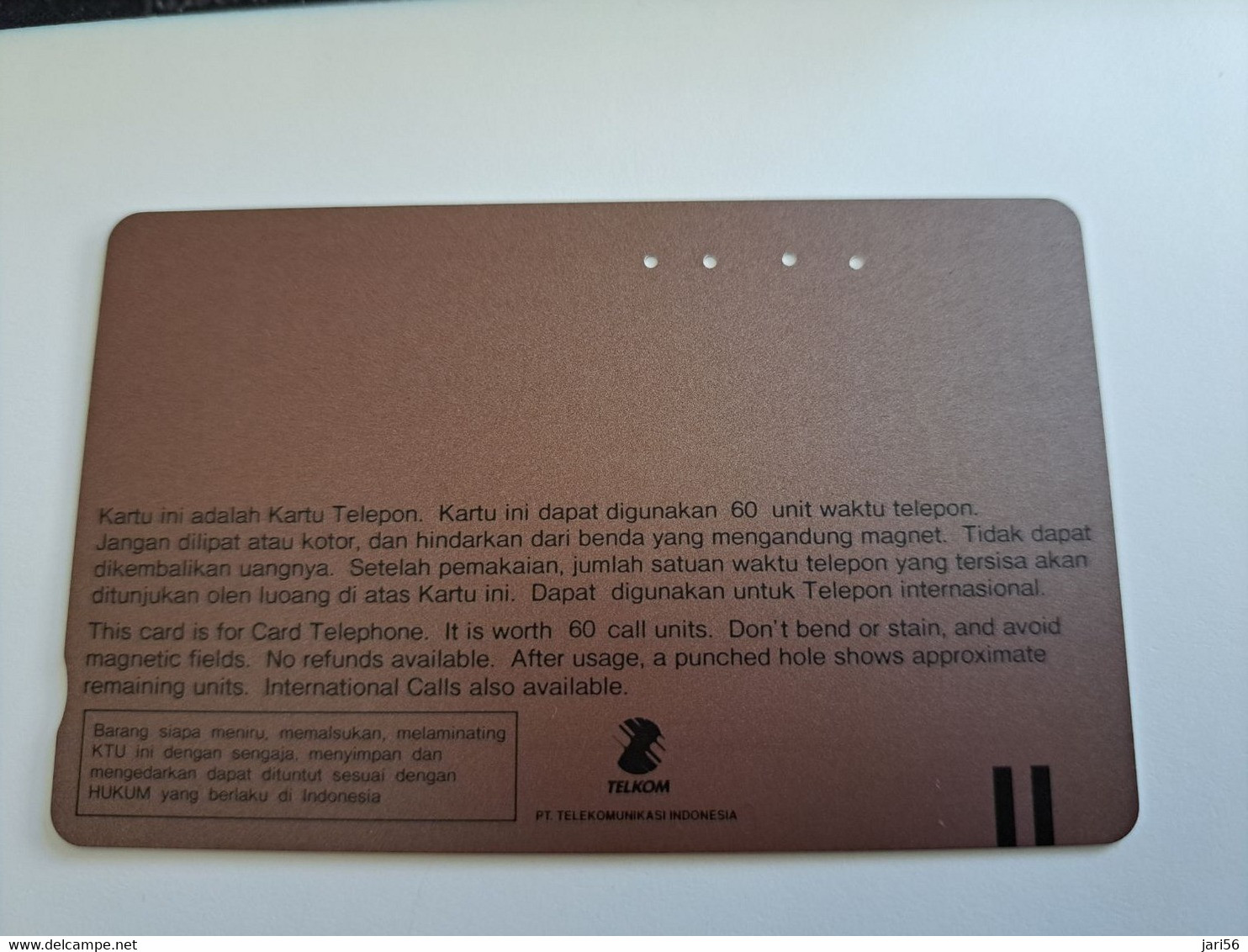 INDONESIA MAGNETIC/TAMURA  60  UNITS /  BANK  BNI       MAGNETIC   CARD    **9786** - Indonesien