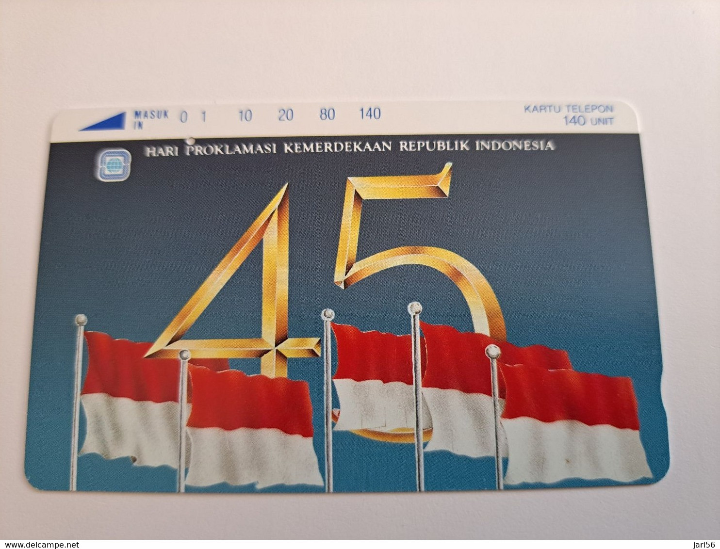 INDONESIA MAGNETIC/TAMURA  140  UNITS /   HARI PROLAMASI KEMERDEKAAN REP INDONESIA     MAGNETIC   CARD    **9796** - Indonésie