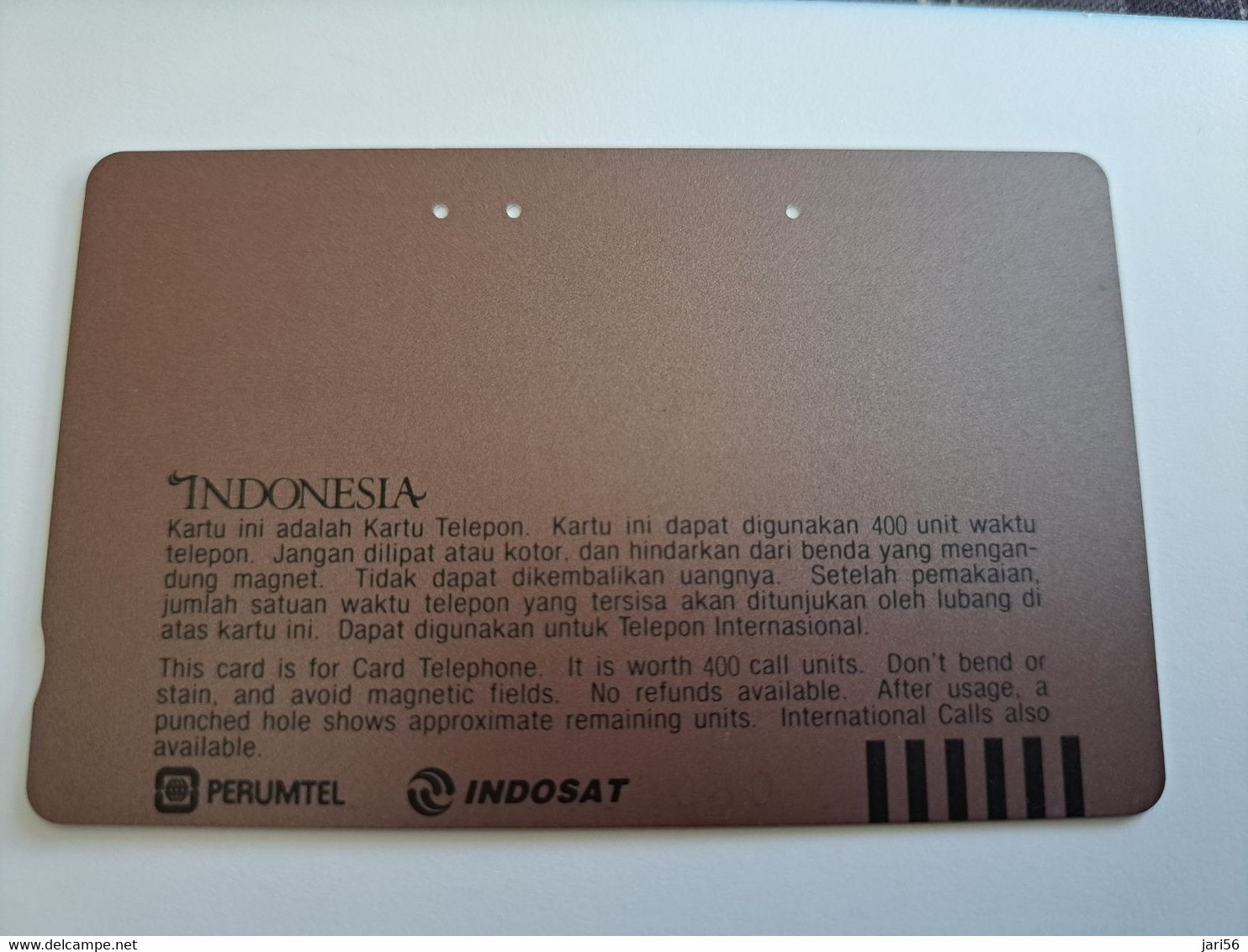 INDONESIA MAGNETIC/TAMURA  400  UNITS /   HARI PROLAMASI KEMERDEKAAN REP INDONESIA     MAGNETIC   CARD    **9798** - Indonesia