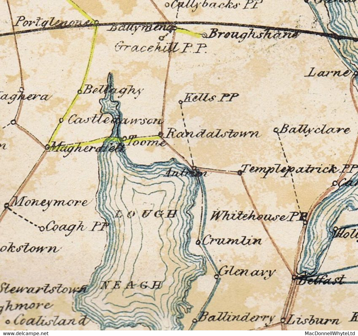 Ireland Antrim 1834 POST-PAID Of Portglenone In Red On Cover Paid 10 To Dublin, Matching PORTGLENONE/102 Mileage Mark - Préphilatélie