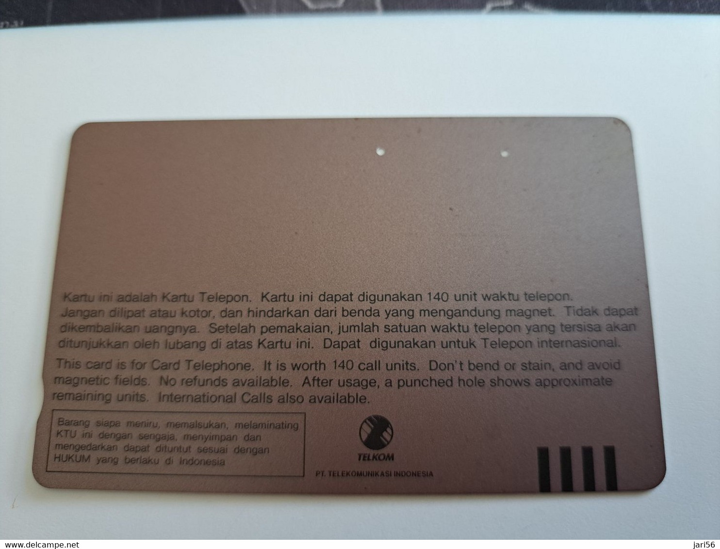 INDONESIA MAGNETIC/TAMURA  140  UNITS /  CORAL       MAGNETIC   CARD    **9816** - Indonésie