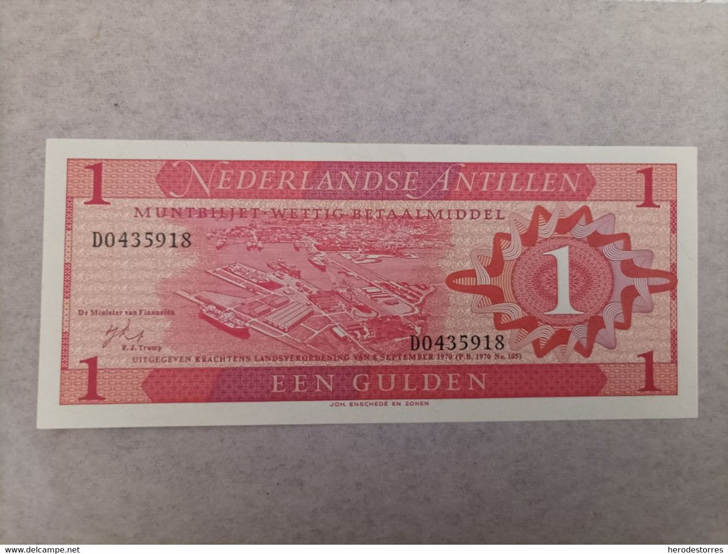 Billete De Antillas Holandesas De 1 Gulden, Año 1970, UNC - Antillas Neerlandesas (...-1986)