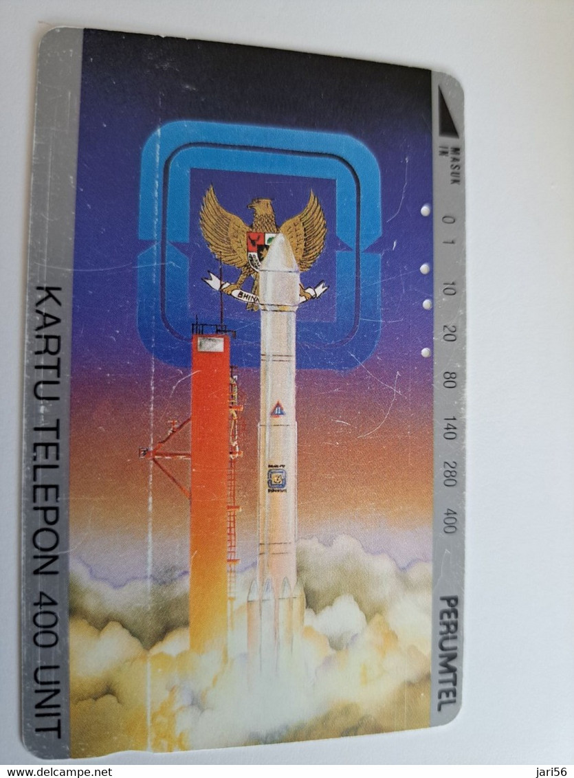 INDONESIA MAGNETIC/TAMURA  400  UNITS /  ROCKET LAUNCHING /SPACE          MAGNETIC   CARD    **9829** - Indonesia