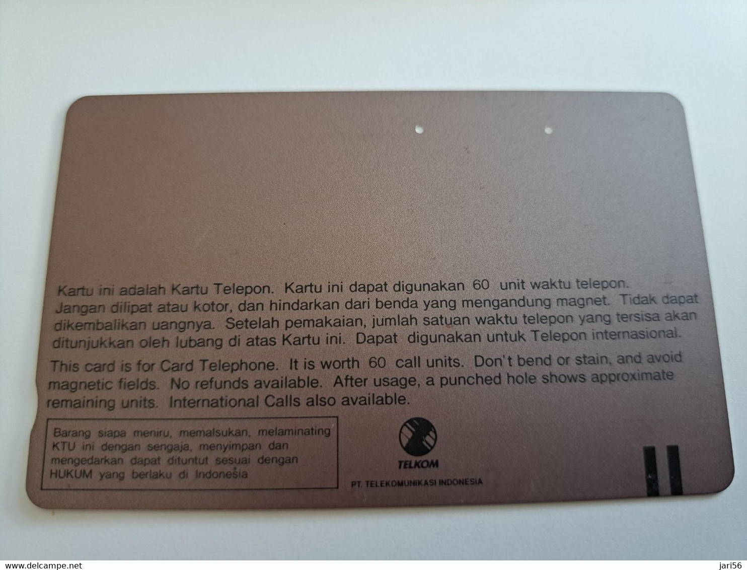 INDONESIA MAGNETIC/TAMURA  60  UNITS /  PANTAI BEACH          MAGNETIC   CARD    **9845** - Indonésie