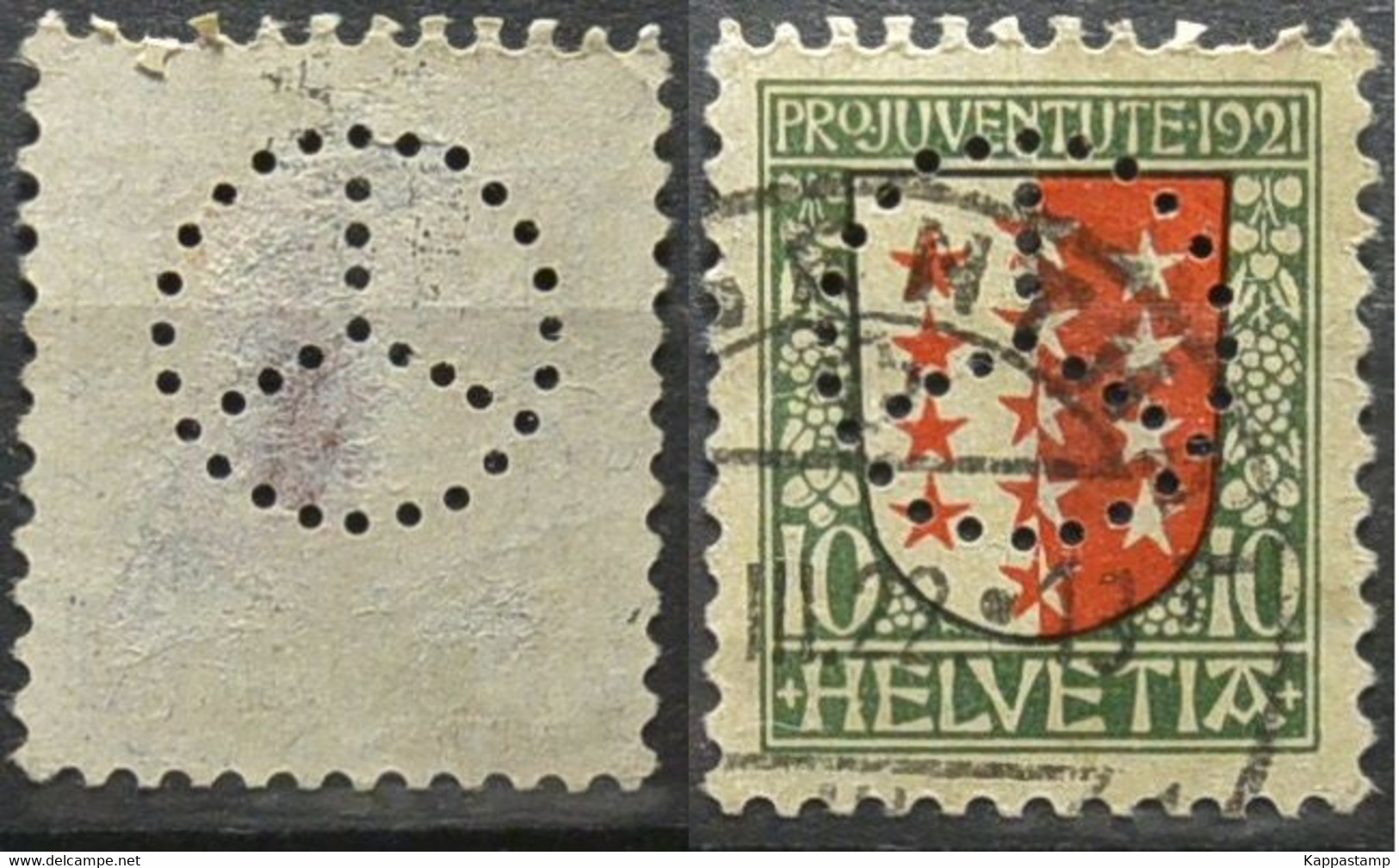 PERFIN Svizzera   Stemma Cantonali 1v. USATI  (AX125 - Perforadas