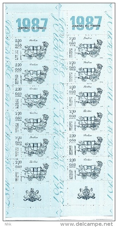 [po] Variété : Carnets  N° BC2469A Journée Du Timbre 1987 Bleu Très Pâle + Normal ** - Cuadernillos