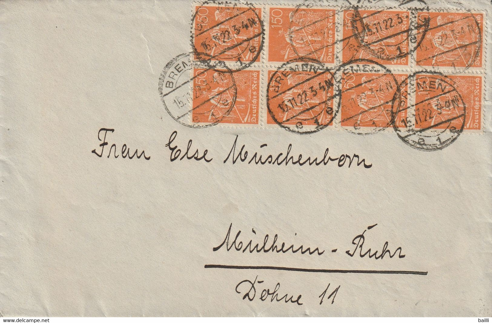 Allemagne Lettre Inflation Bremen 1923 - Cartas & Documentos