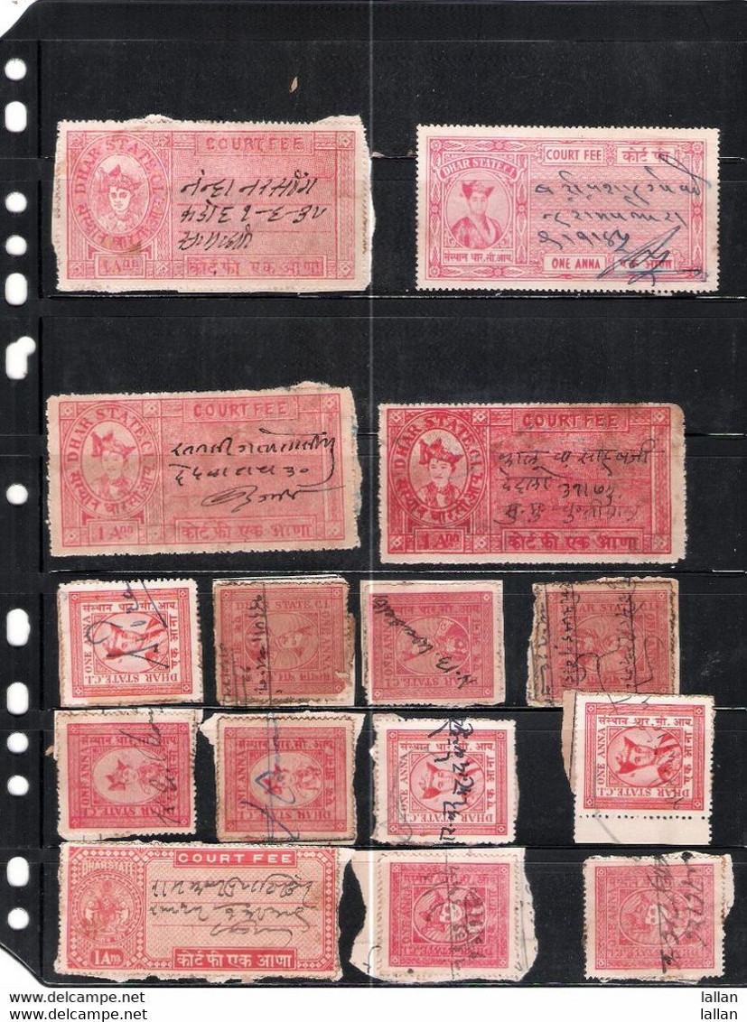 Collection Of 56 Courtfee Stamps Of Dhar Indian State Of British India,@£0.15 Each Stamp,condition As Per Scan, - Dhar