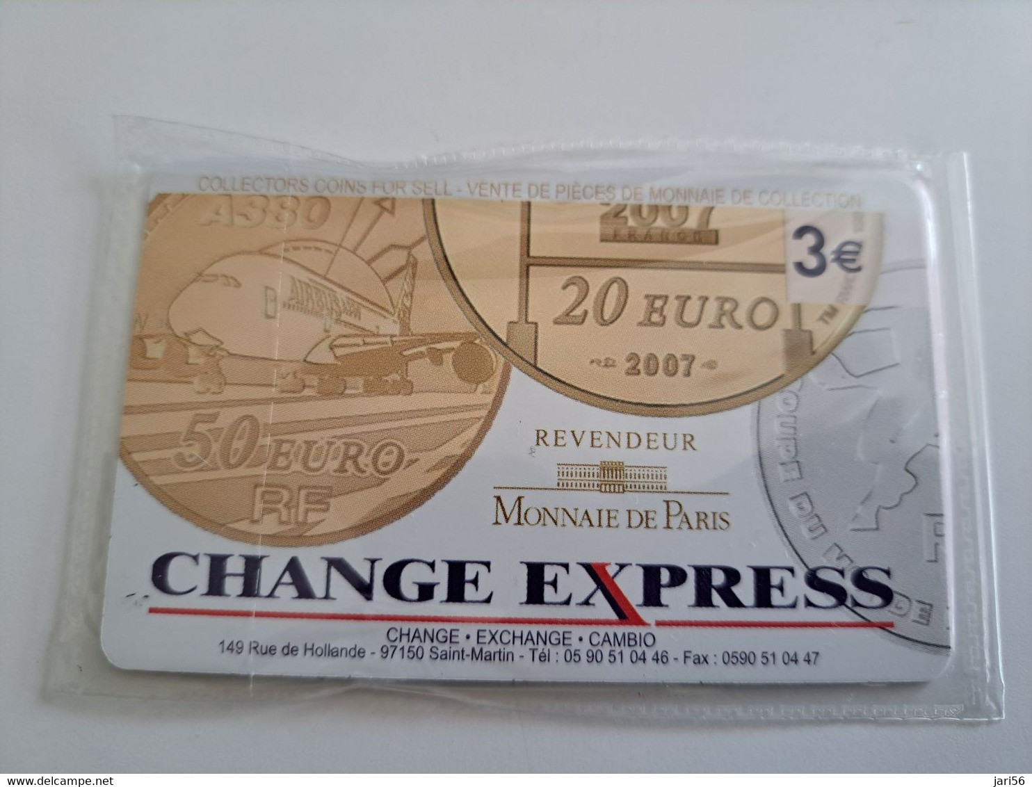 Phonecard St Martin French (COINS ON CARD) 2CARDS OUTREMER TELECOM CHANGE EXPRES Tirage 1000 !!! MINT €5 +€ 3,- **9862** - Antilles (French)