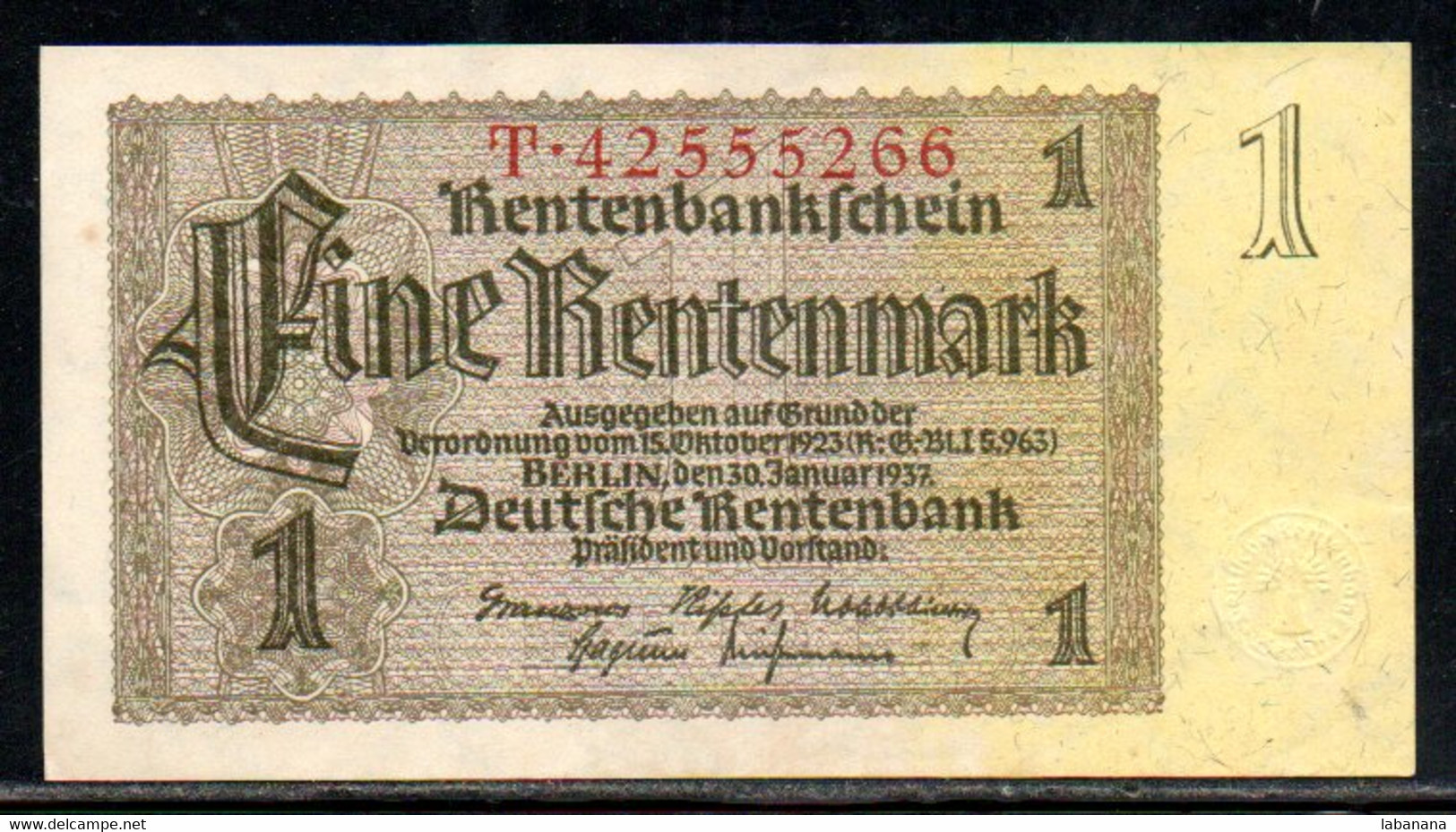 659-Allemagne 1 Rentenmark 1937 T425 - Otros & Sin Clasificación