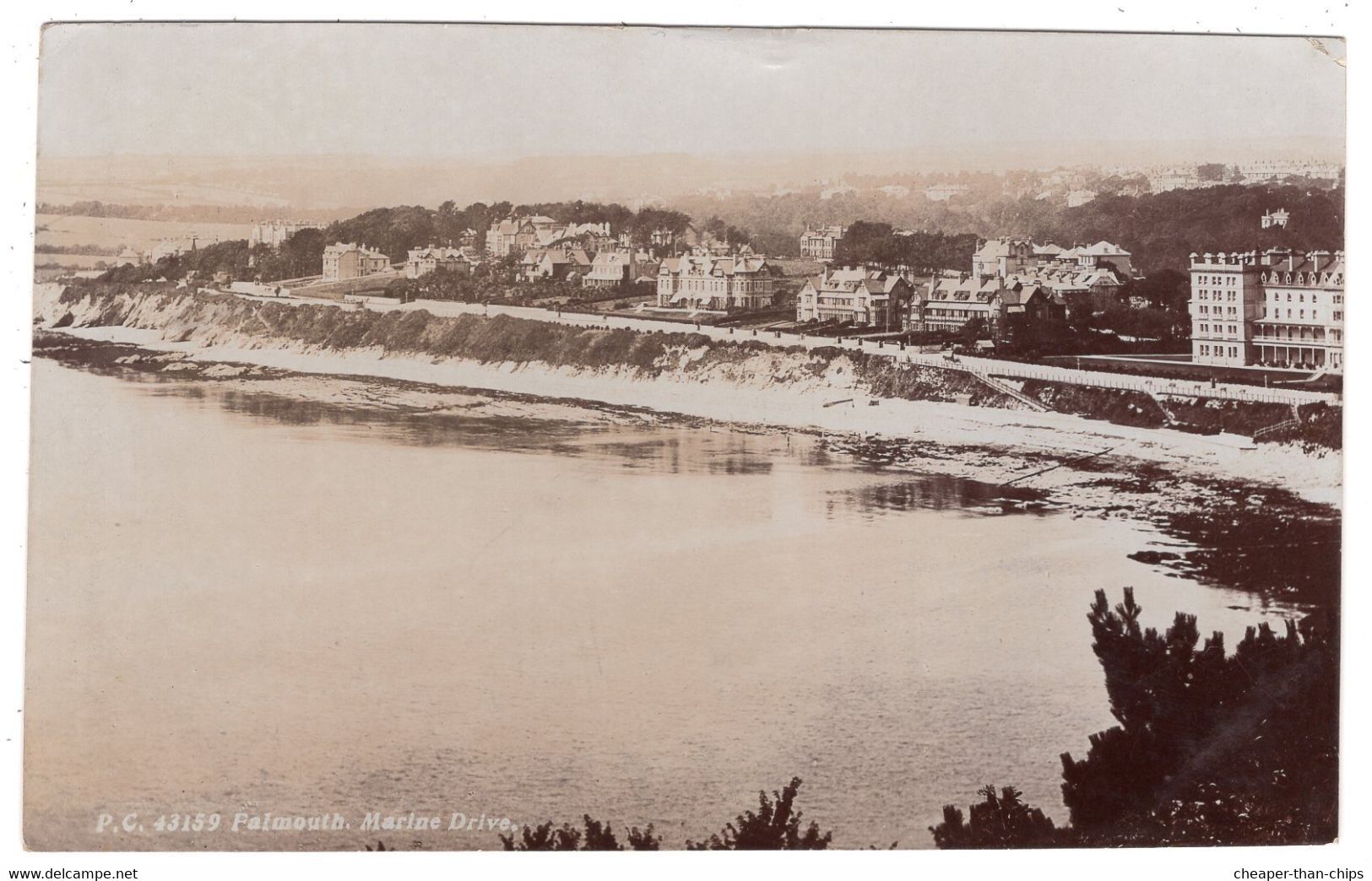 FALMOUTH - Marine Drive - Photochrom Glossy Photo Series 43159 - Cancel Single Circle Flushing - Falmouth