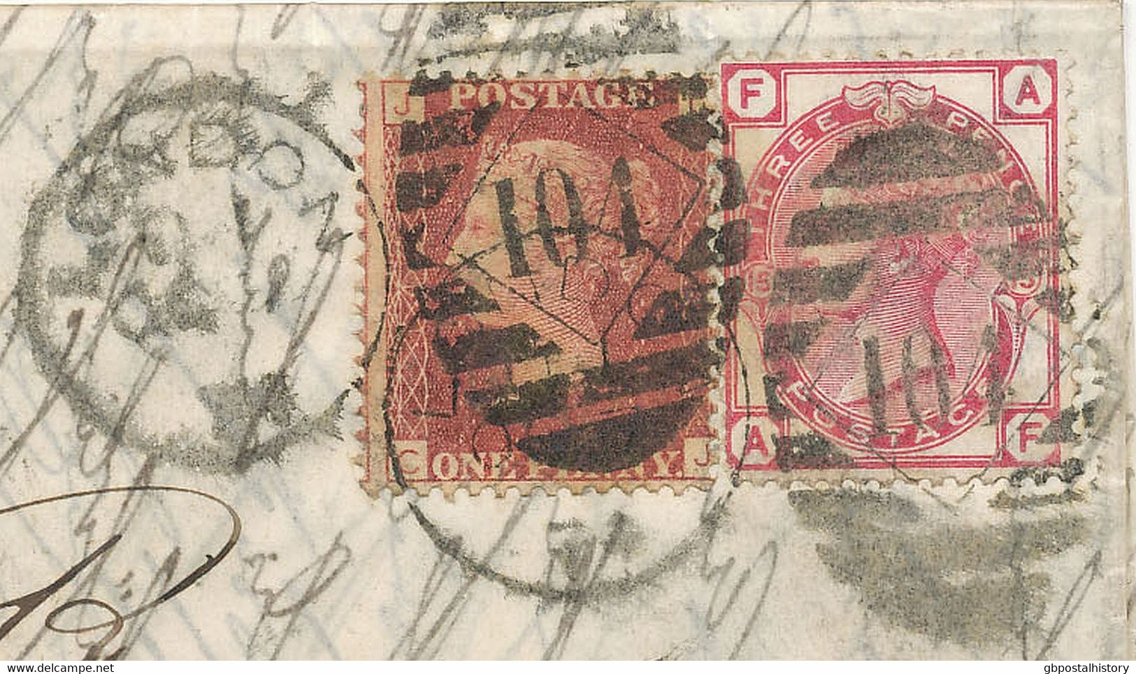 GB 1874, QV 3d Pl.15 (AF) And 1d Pl.145 (CJ) On Very Fine Late-Fee-Cover (red L1) To Leipzig (SG 143/4 +43/4) - Cartas & Documentos