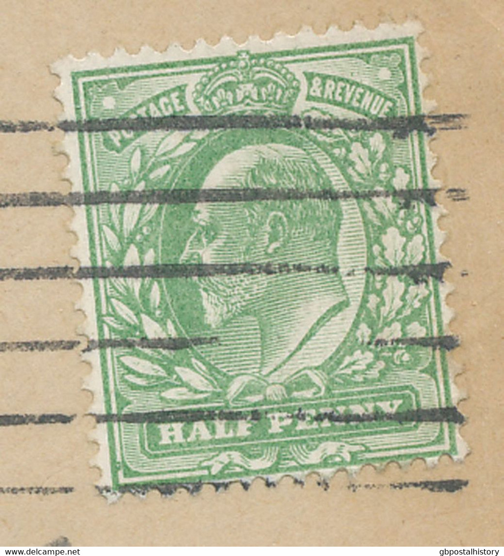 GB 1909 King Edward 1/2d Yellow-green On Very Fine Advertising Cover Front Side W Machine Postmark "LONDON.W.C", VARIETY - Errors, Freaks & Oddities (EFOs