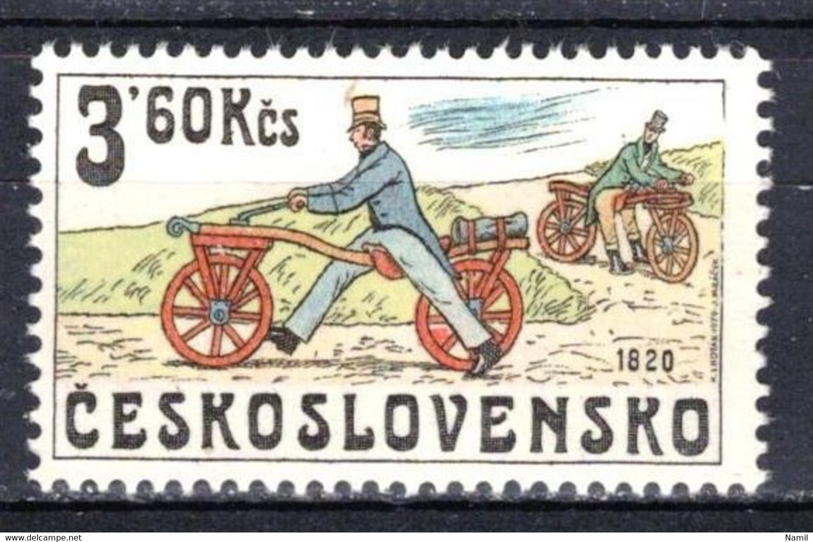 ** Tchécoslovaquie 1979 Mi 2526 (Yv 2354), (MNH)**, Varieté Position 48/1 - Abarten Und Kuriositäten