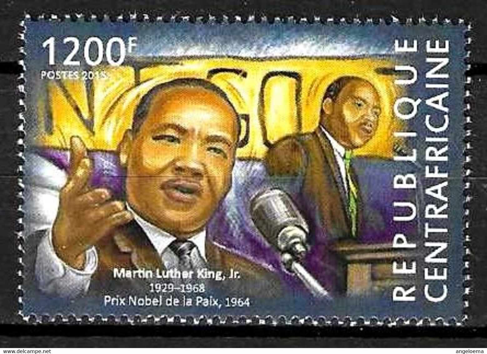 REP. CENTROAFRICANA - 2015 Martin Luther King Premio Nobel Pace 1964  Nuovo** MNH - Martin Luther King