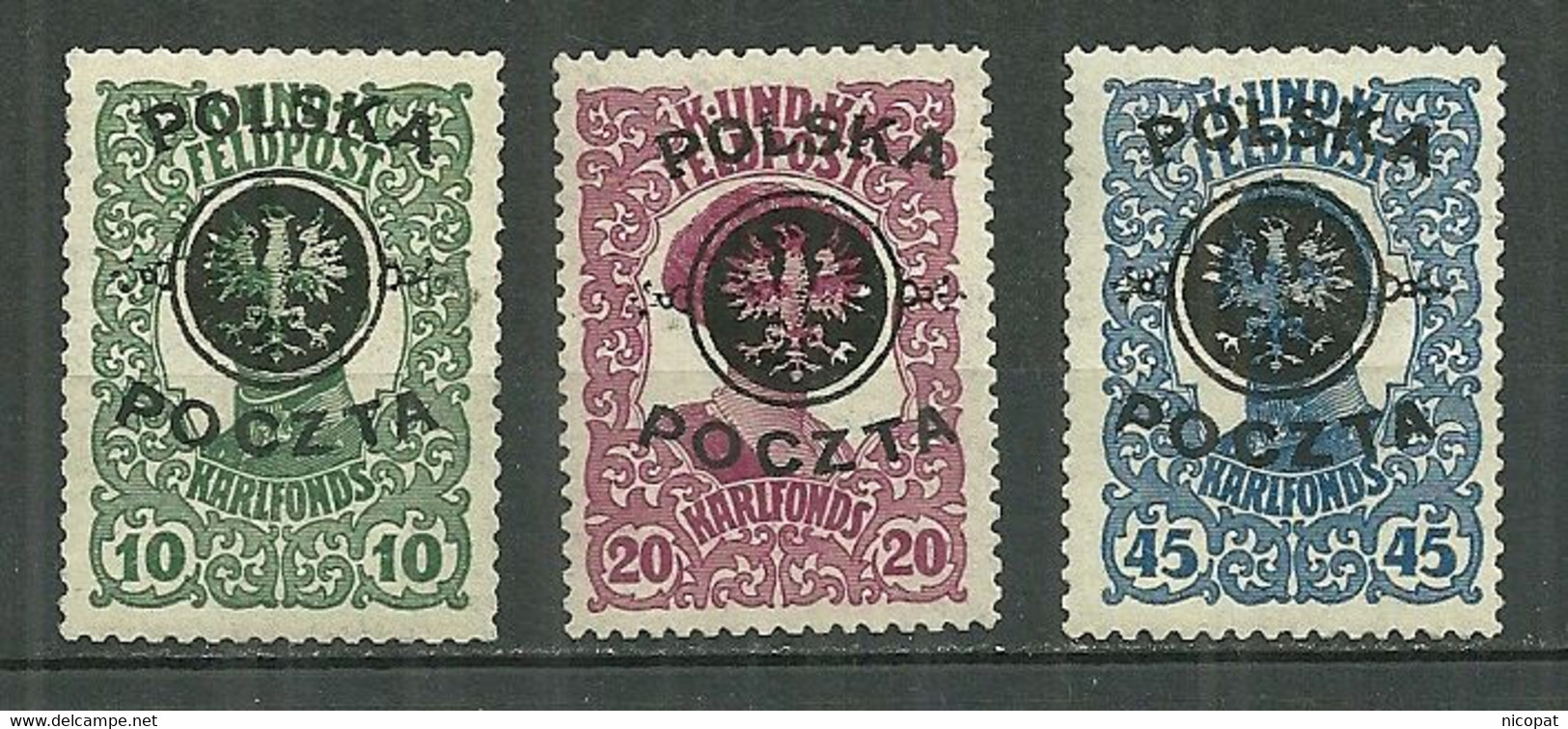 POLAND MNH ** 108-110 Timbre De 1919 Timbre D'autriche Hongrie De 1918 Avec Surcharge - Ongebruikt