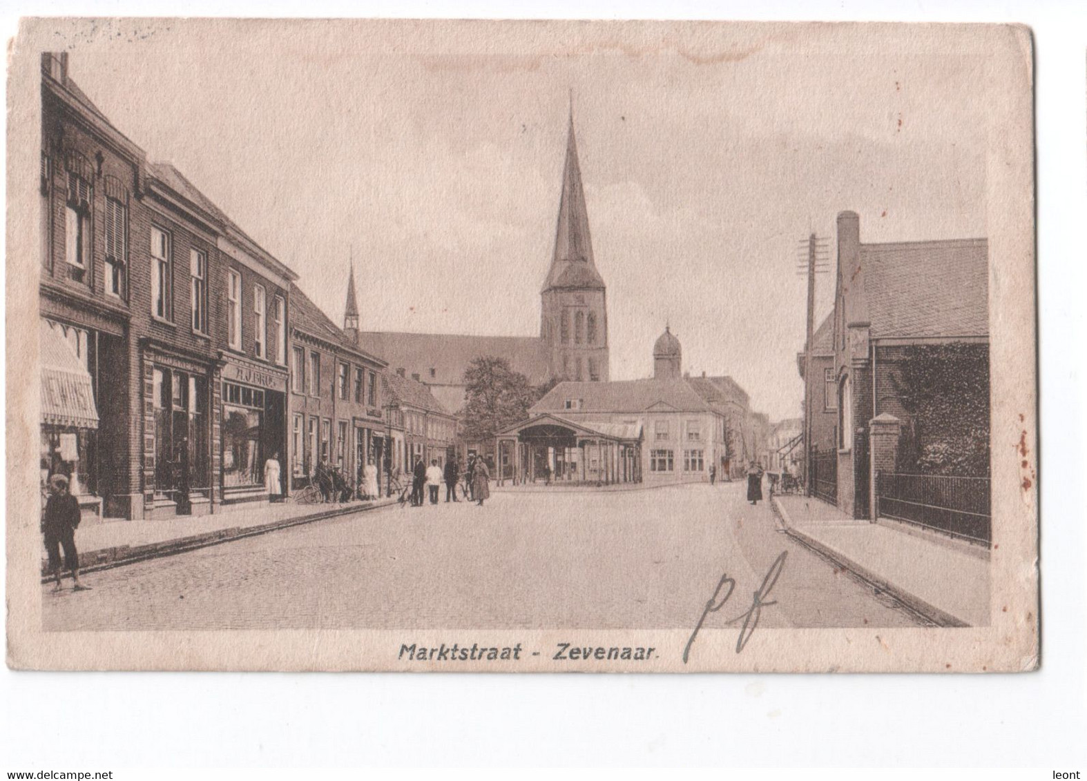 Netherlands - Zevenaar - Marktstraat - Church - Street View - 1920s - LRV - Zevenaar