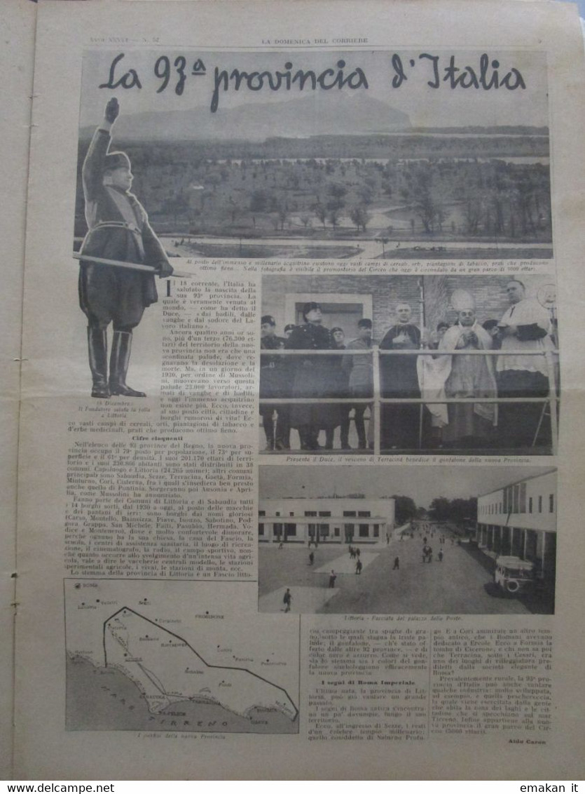 # DOMENICA DEL CORRIERE N 52 / 1934 LA MADRE ITALIANA / CICLISMO IN TRIPOLITANIA / LITTORIA - First Editions