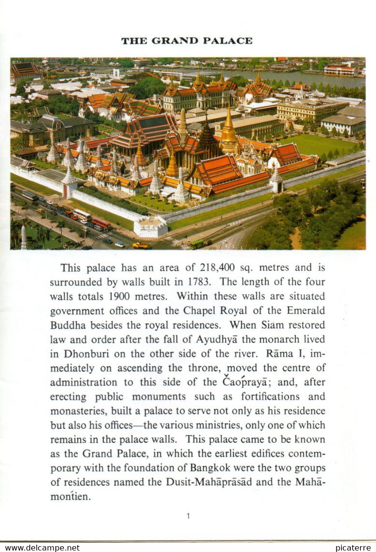 POST FREE UK- Guide To The Grand Palace, Bangkok, Thailand-Residence Of Kings Of Siam Since 1782-16pages/plan/illus. - Asien