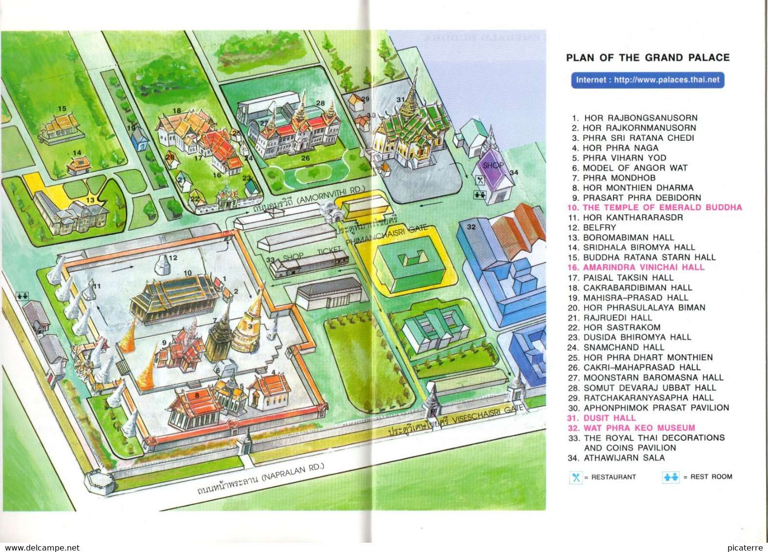 POST FREE UK- Guide To The Grand Palace, Bangkok, Thailand-Residence Of Kings Of Siam Since 1782-16pages/plan/illus. - Asiatica