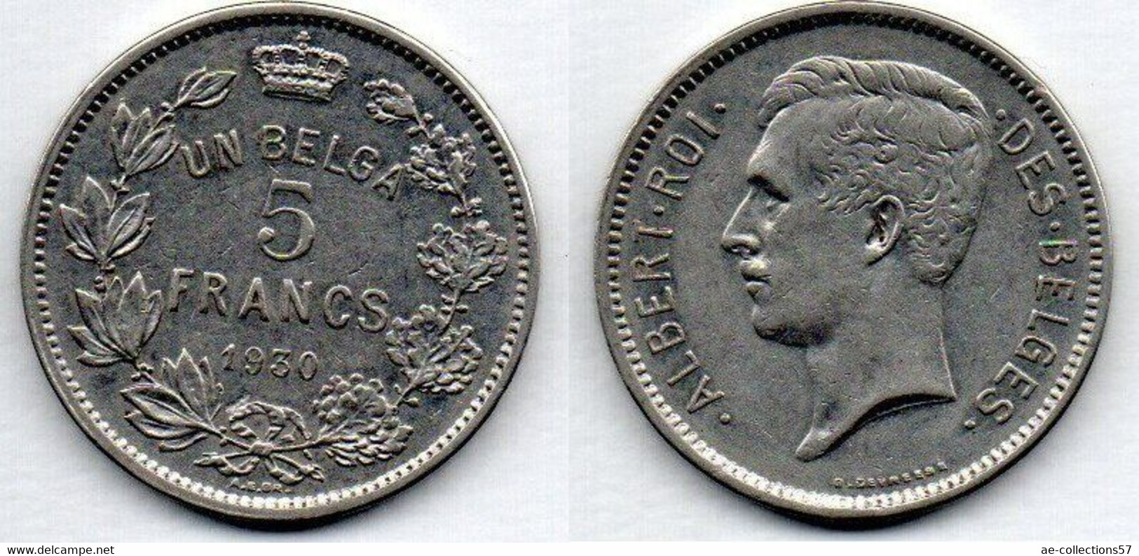 Belgique - 5 Francs 1930 TTB - 5 Frank & 1 Belga