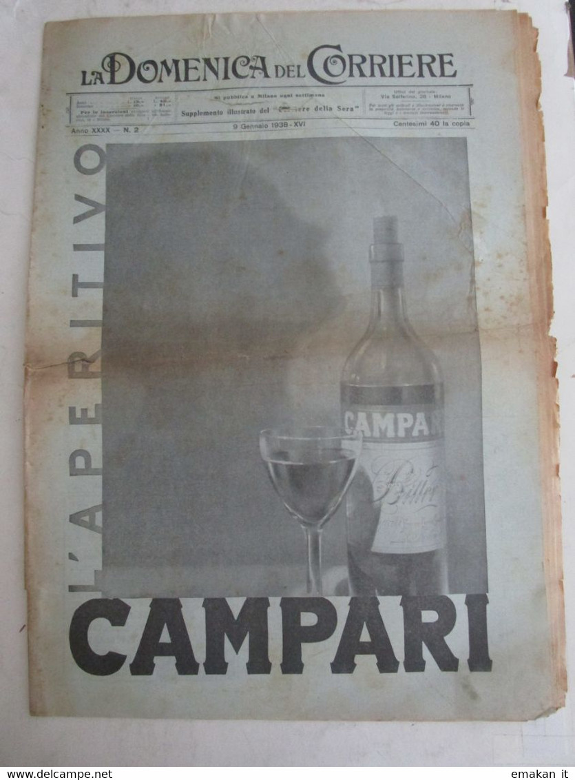 # DOMENICA DEL CORRIERE N 2 / 1938 CAMPARI - DIFENSORI TEREL - TRAGEDIA PARMA - First Editions