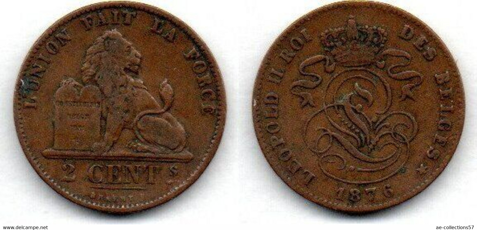 Belgique - 2 Centimes 1876 TB+ - 2 Cents
