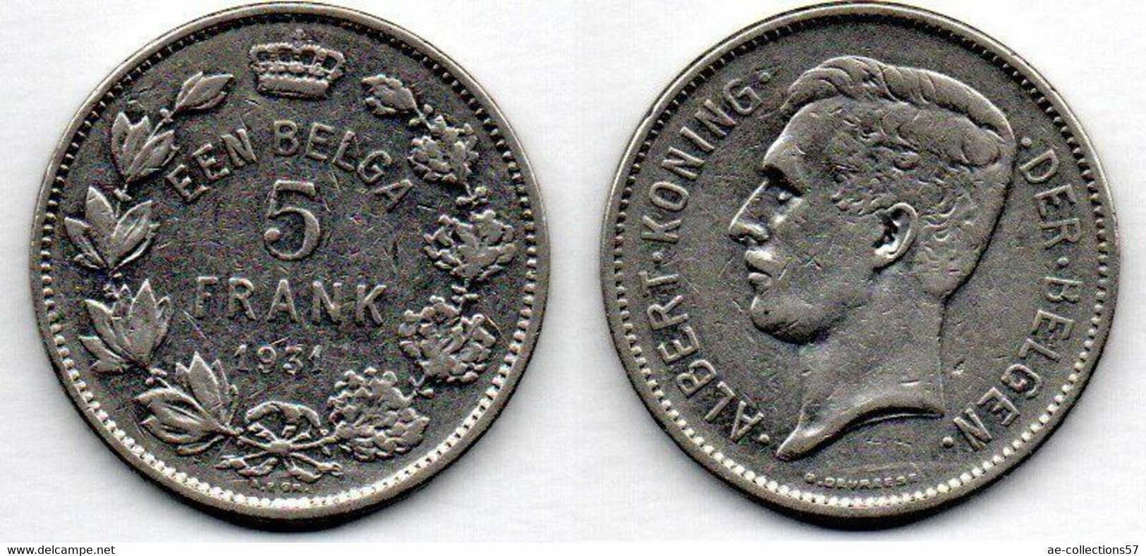 Belgique -  5 Francs  1931 TB - 5 Francs & 1 Belga