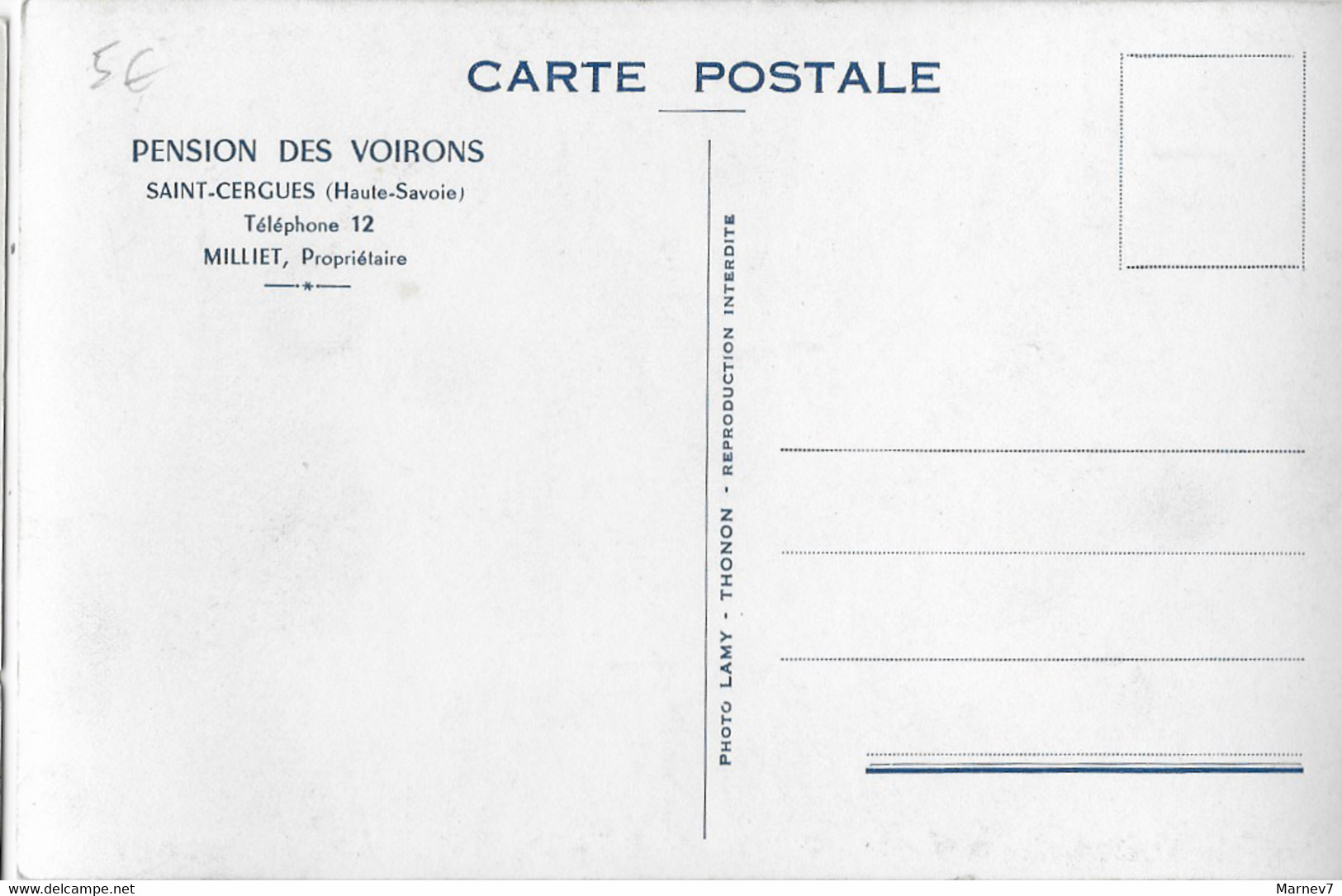 74 Hte Haute Savoie - Carte Postale Photo - St Saint Cergues - Pension Des Voirons - Milliet Propriétaire - Saint-Cergues