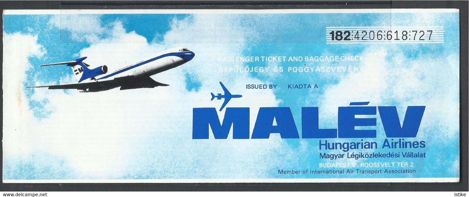 Hungarian Airlines, Malév, Ticket, Baggage Check And Holder, 1988. - Europe