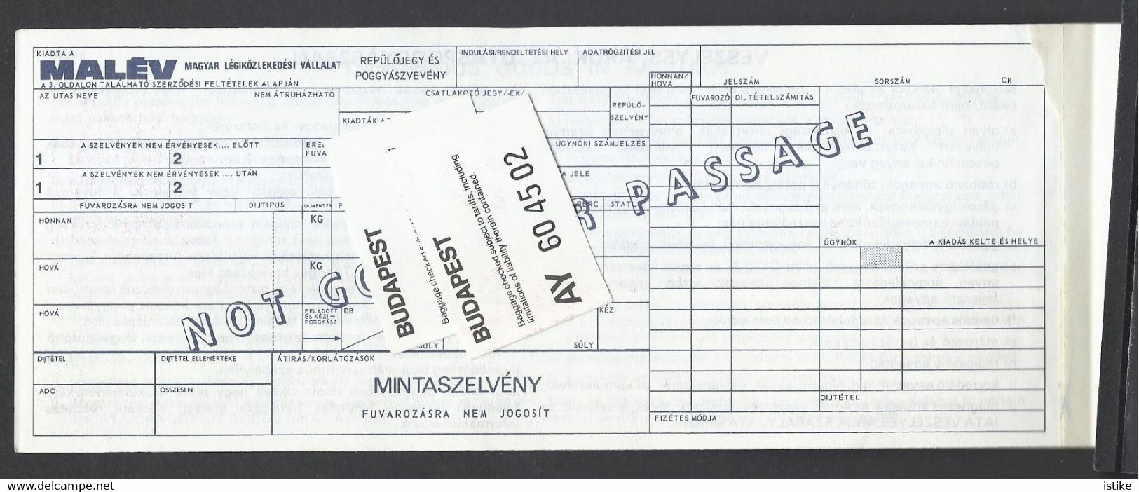 Hungarian Airlines, Malév, Ticket, Baggage Check And Holder, 1988. - Europa