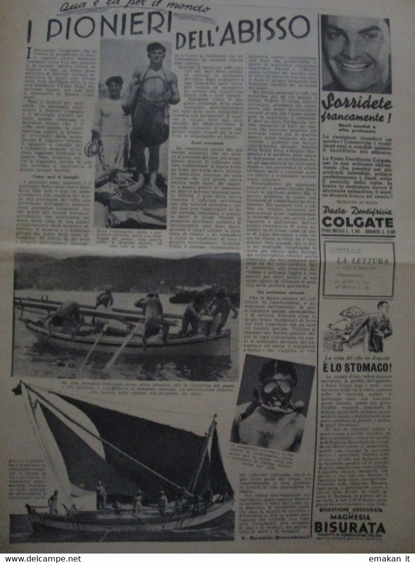 # DOMENICA DEL CORRIERE N 33 / 1938 PALESTINA / SUB PIONIERI DELL'ABISSO / CAMPARI - Prime Edizioni