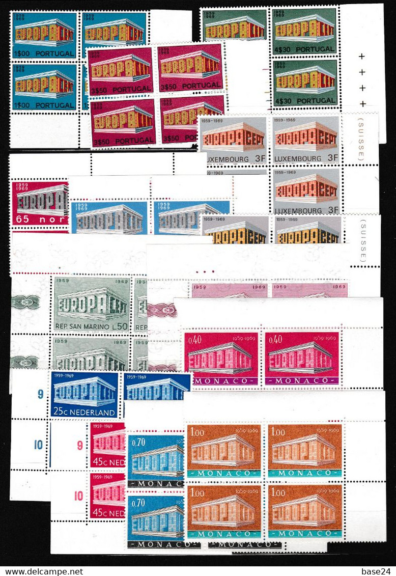 1969 EUROPA CEPT EUROPE ANNATA YEAR 4 Annate Di 52 Valori In QUARTINA MNH** TEMPIO TEMPLE Block 4 - Komplette Jahrgänge