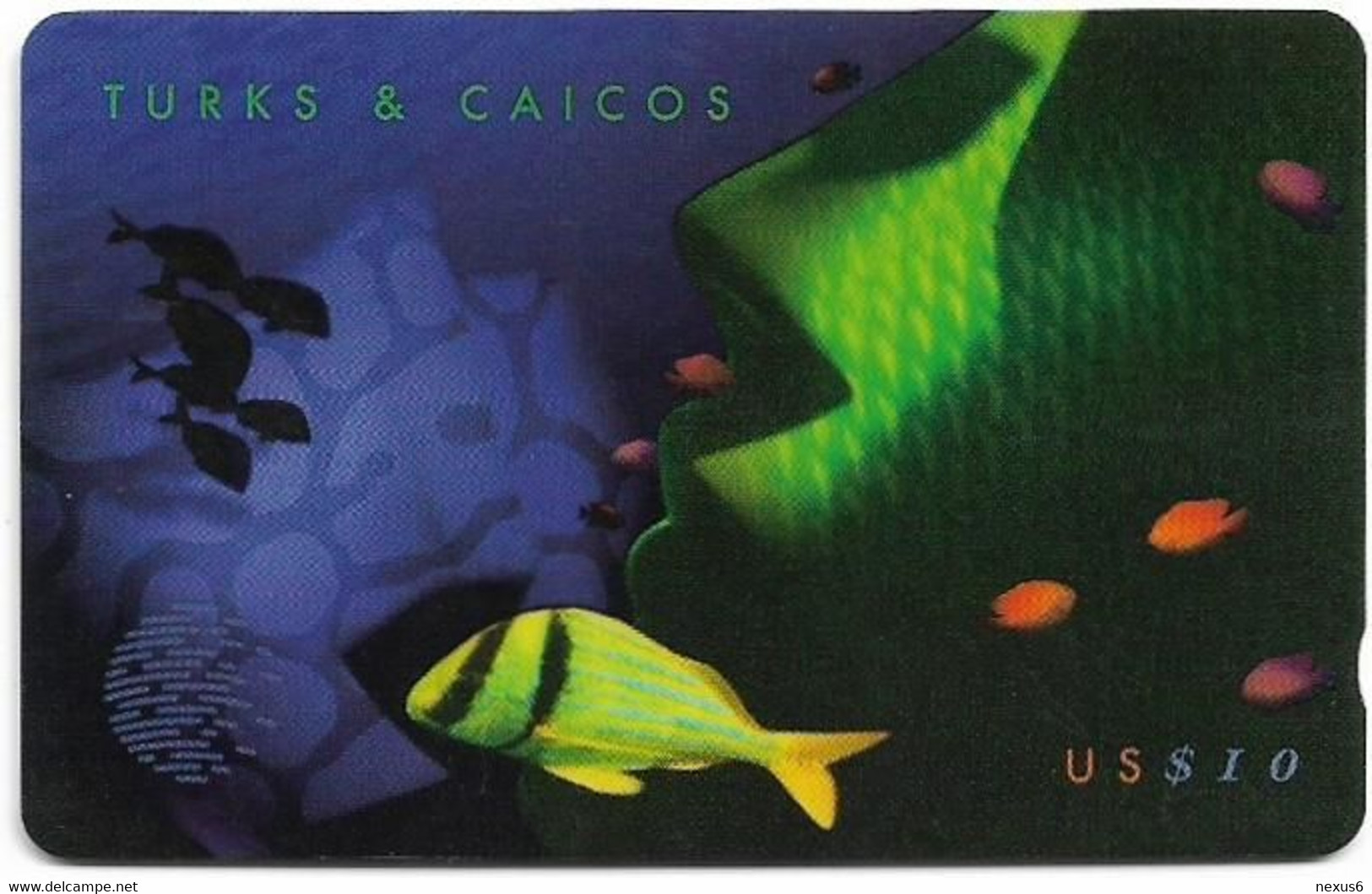 Turks & Caicos - C&W (GPT) - Green Fish (Puzzle 2/3) - 158CTCB - 1997, 10$, 10.000ex, Used - Turks And Caicos Islands