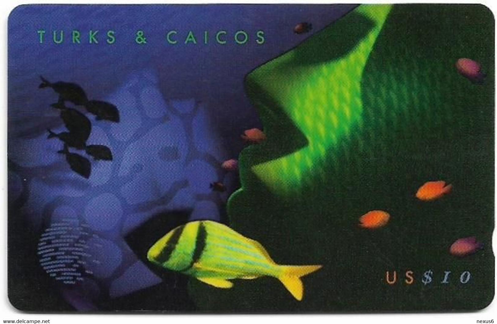 Turks & Caicos - C&W (GPT) - Green Fish (Puzzle 2/3) - 158CTCB - 1997, 10$, 10.000ex, Used - Turks & Caicos (Islands)