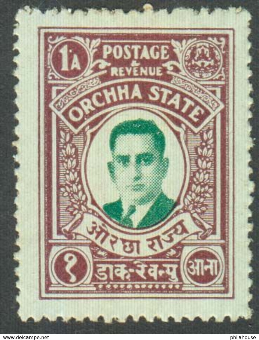 India Orchha State One Anna Postage & Revenue Stamp Unused - Orcha