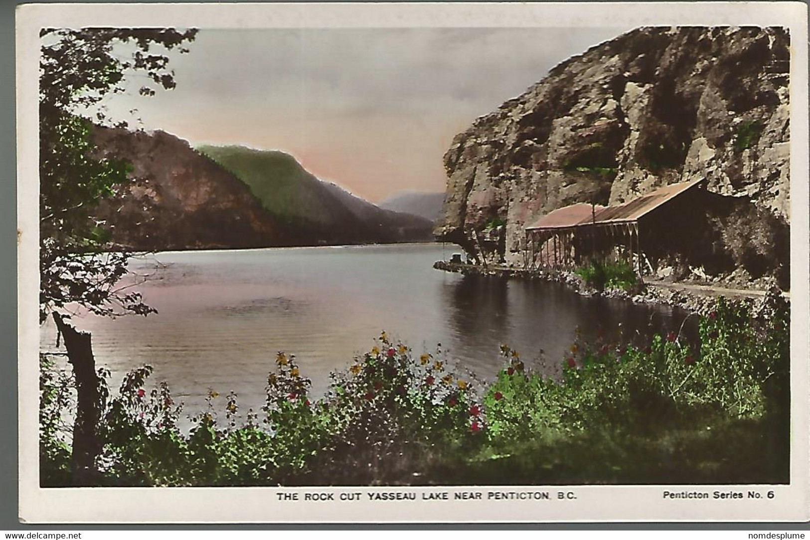 59361 ) BC Rock Cut Yasseau Lake Penticton Real Photo Postcard RPPC - Penticton