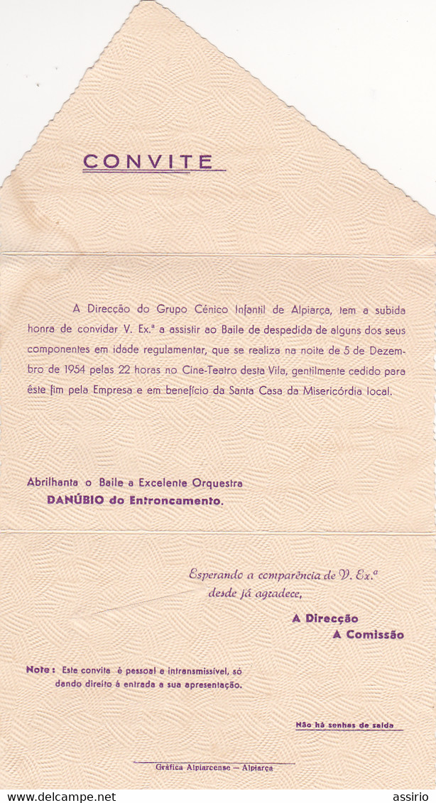 Portugal  -Alpiarça-- Convite  Com Orquestra  Danúbio Do Entroncamento    1954 - Compromiso