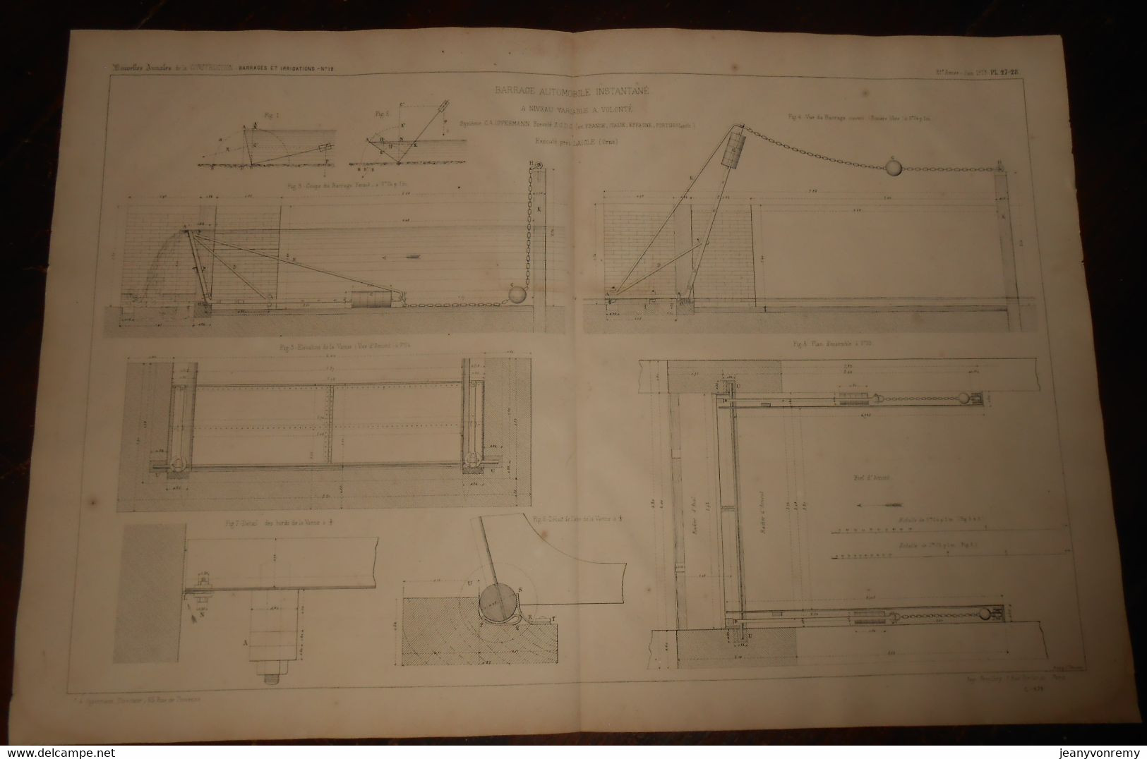 Plan Du Barrage Automobile Instantané à Niveau Variable à Volonté. Système Oppermann.1875 - Travaux Publics