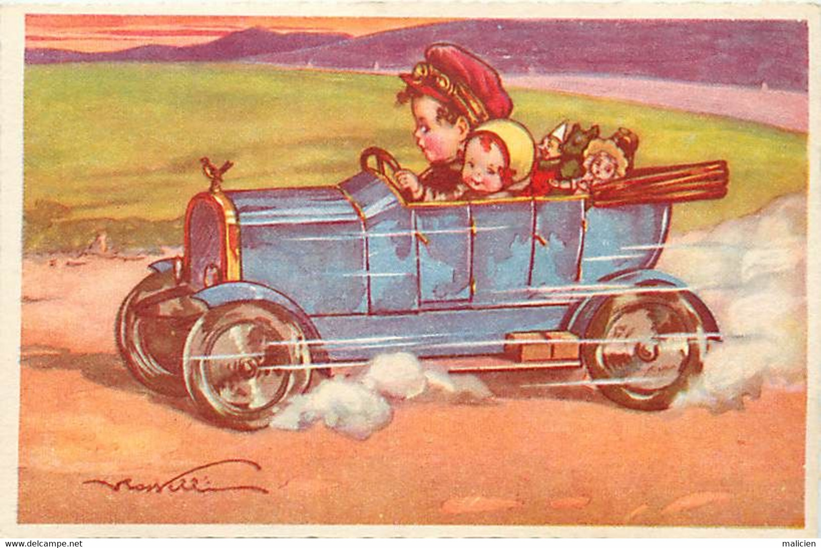 Thèmes Div.-ref-KK925- Illustrateurs Enfants - Illustrateur Castelli - Enfants - En Voiture Automobile   - - Castelli