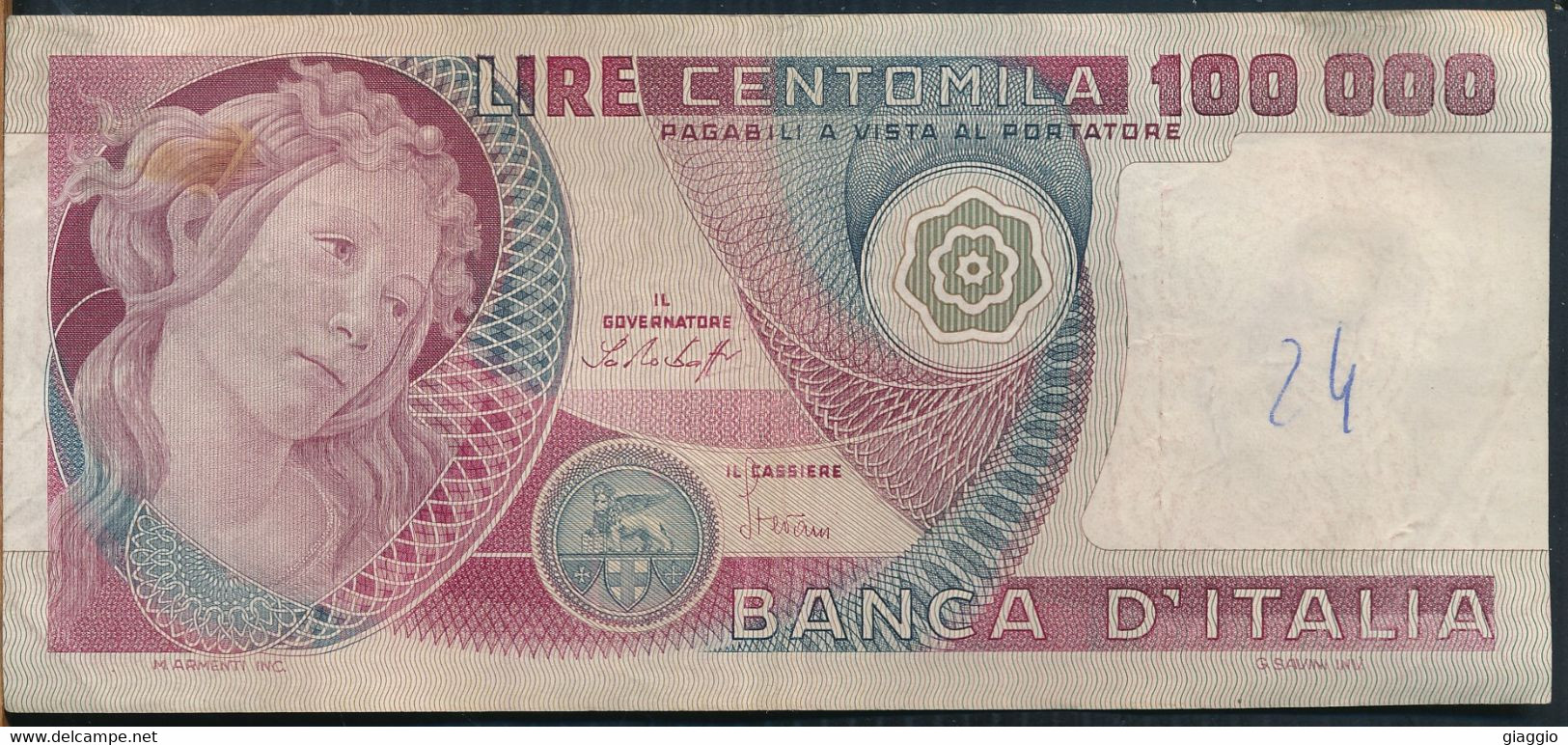 °°° ITALIA - 100000 LIRE BOTTICELLI 20/06/1978 SERIE AA °°° - 100000 Lire