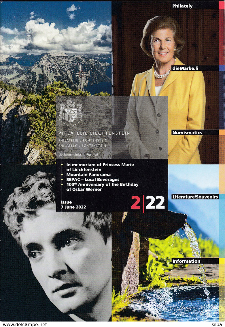 Liechtenstein / 2-2022 / Princess Marie, Mountain, SEPAC, Oskar Werner / Philatelic Stamps Prospectus, Leaflet, Brochure - Other & Unclassified