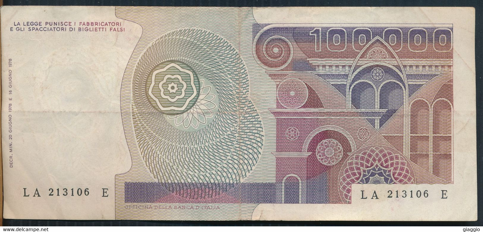 °°° ITALIA - 100000 LIRE BOTTICELLI 20/06/1978 SERIE LA °°° - 100000 Lire