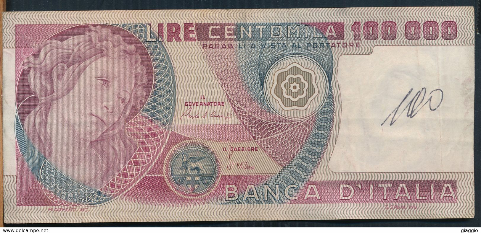 °°° ITALIA - 100000 LIRE BOTTICELLI 01/07/1980 SERIE LA °°° - 100000 Lire