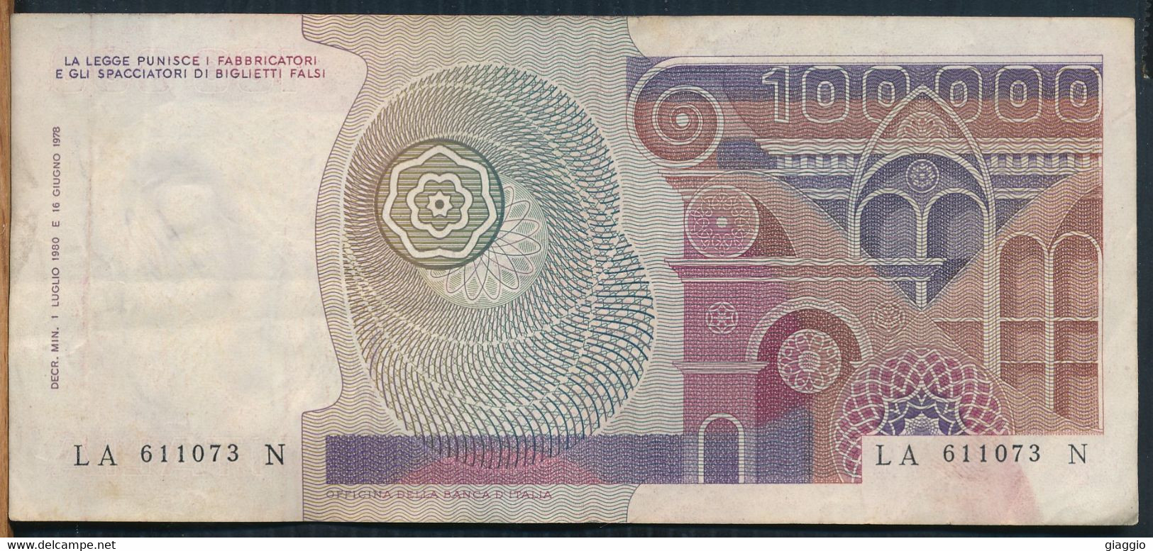 °°° ITALIA - 100000 LIRE BOTTICELLI 01/07/1980 SERIE LA °°° - 100.000 Lire