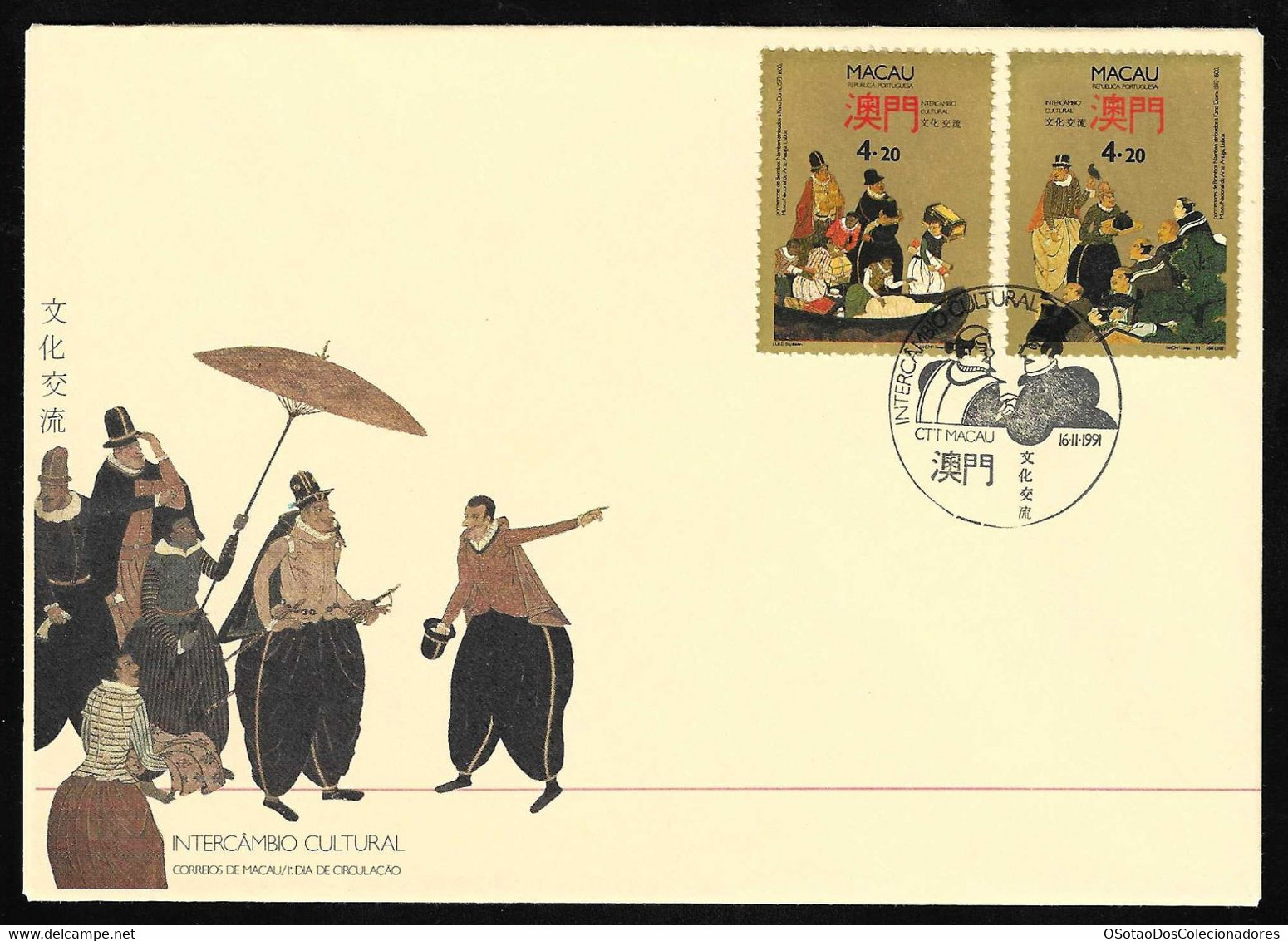 Macau Macao Chine FDC 1991 - Intercâmbio Cultural - Cultural Exchange Nambam Paintings Attributing Kano Domi - MNH/Neuf - FDC