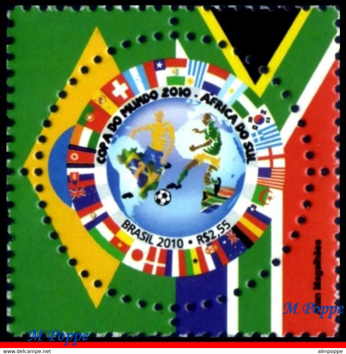 Ref. BR-3129 BRAZIL 2010 FOOTBALL SOCCER, WORLD CUP SOUTH AFRICA,, SPORTS, MNH 1V Sc# 3129 - 2010 – África Del Sur