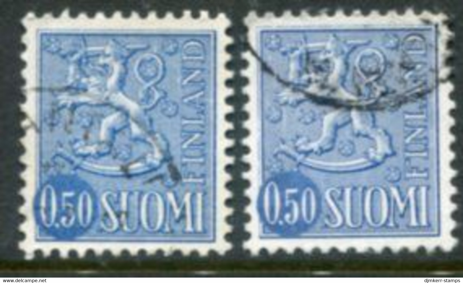 FINLAND 1970 Definitive Lion 0.50 M. Blue On Both Papers Used.  Michel 666x-y - Used Stamps
