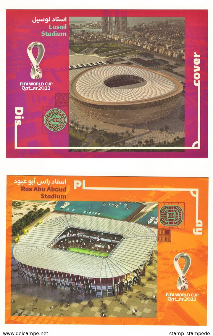 Lusail & 974 / Ras Abu Aboud Stadium Of Qatar 2022 FIFA World Cup Soccer Football - 2 Official Postcard Set - 2022 – Qatar