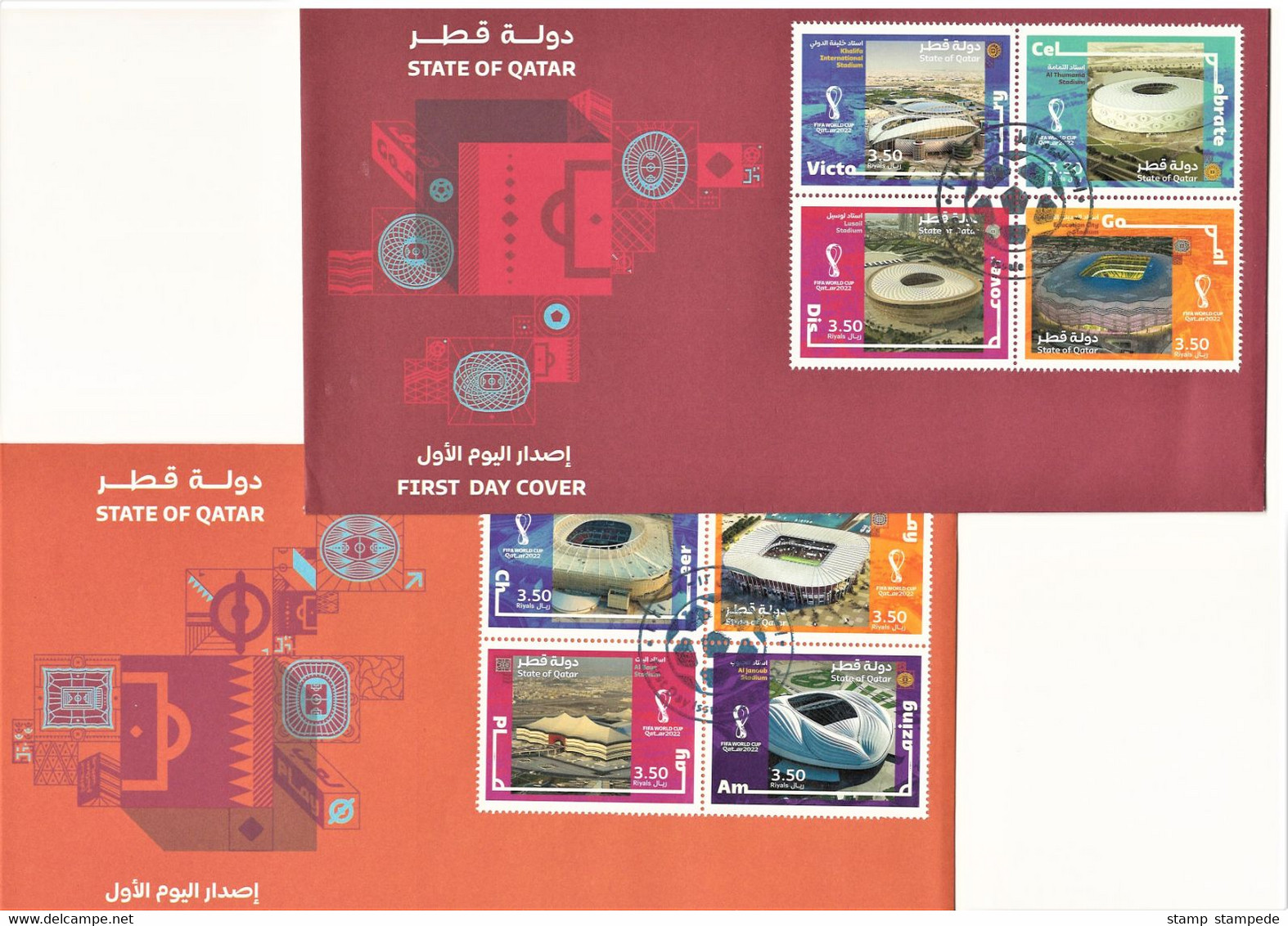 Stadiums / Venues Of Qatar 2022 FIFA World Cup Soccer / Football - Set Of 2 Official First Day Covers From Qatar FDC - 2022 – Qatar